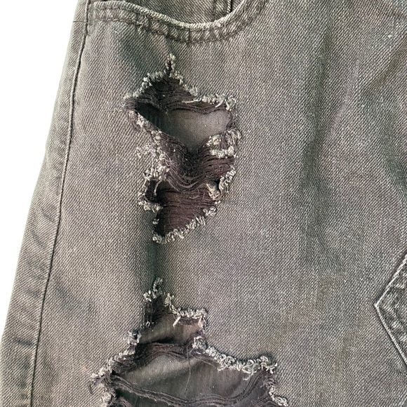 Hollister Black Denim Jean Mini Skirt Distressed - Picture 2 of 6
